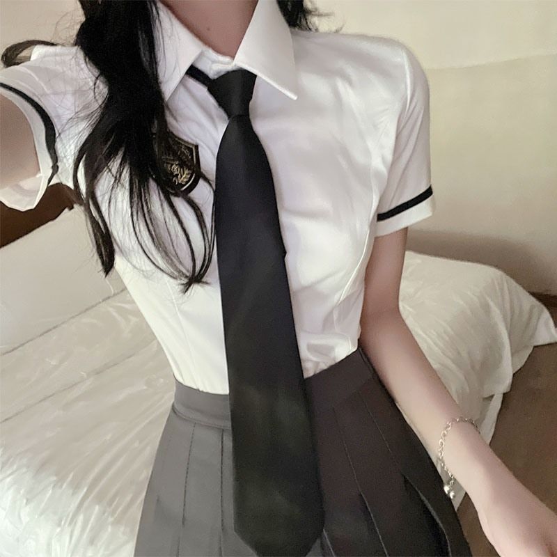 琴怡jk制服御姐英伦校服夏季新款减龄学院风白色短袖衬衣百褶裙制服两