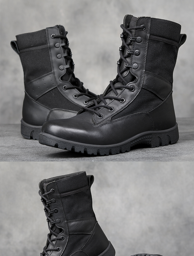 新式轻量春秋冬季训练男女户外保安靴战术军勾靴模压作战训靴冷狼标准