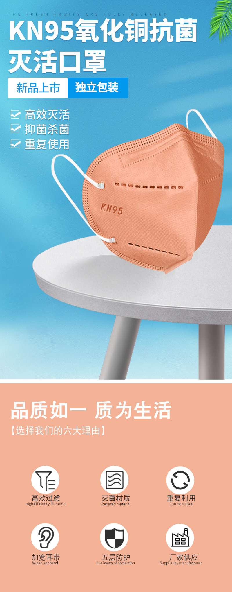 口罩铜离子灭活防粉尘防甲醛成人重复使用独立包装氧化铜kn952只体验