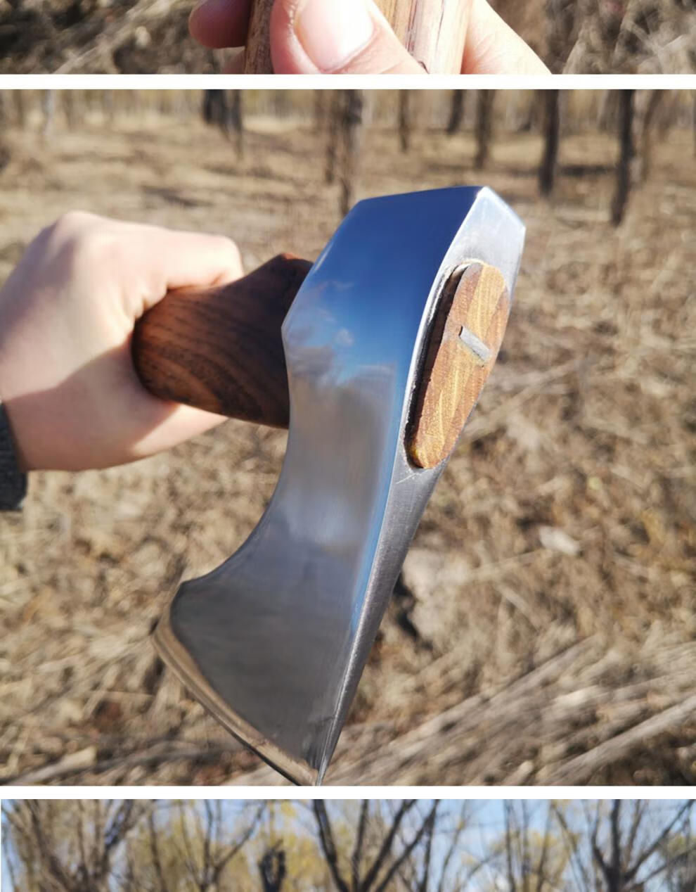 开山斧尼曼斧户外野营斧锻打斧头小手斧子全钢工具赠手工皮斧套锻皮斧