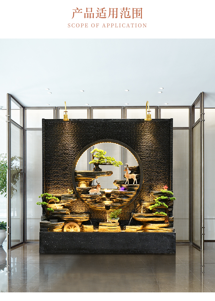 中式风水幕墙假山屏风户外装饰庭院鱼池喷泉隔断造景落地摆件s315大号