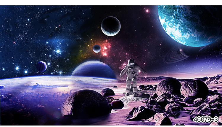 壁纸卧室男生星空儿童房壁纸3d立体星空卧室背景墙纸卡通太空男孩房间