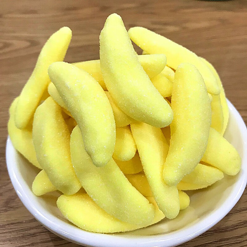 香蕉形橡皮糖软糖qq糖沙黄香蕉橡皮糖零食糖果原包装3斤