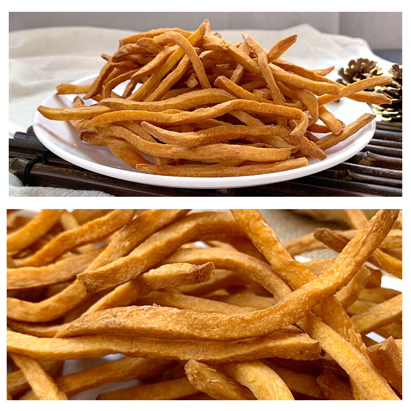 无油不加糖原味铁锅沙炒红薯条嘎嘣脆红薯干无糖精低热零食番薯条无油