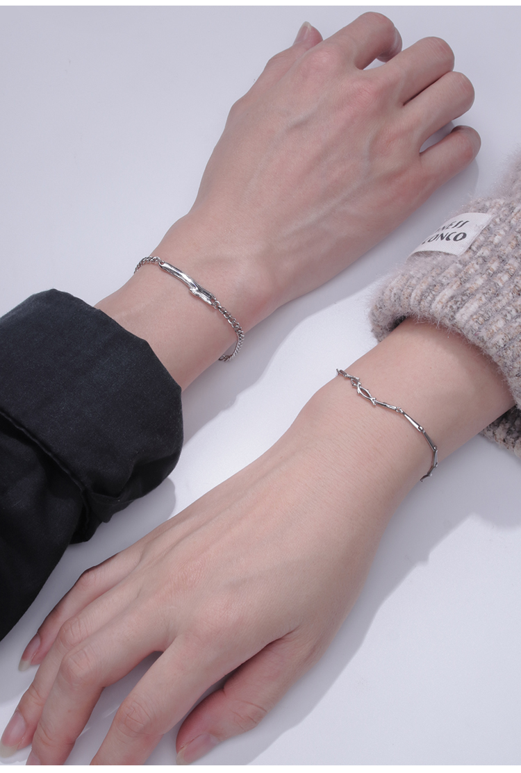 情侣手链一对情侣款银定制刻字异地小众设计感情人节礼物送女友520