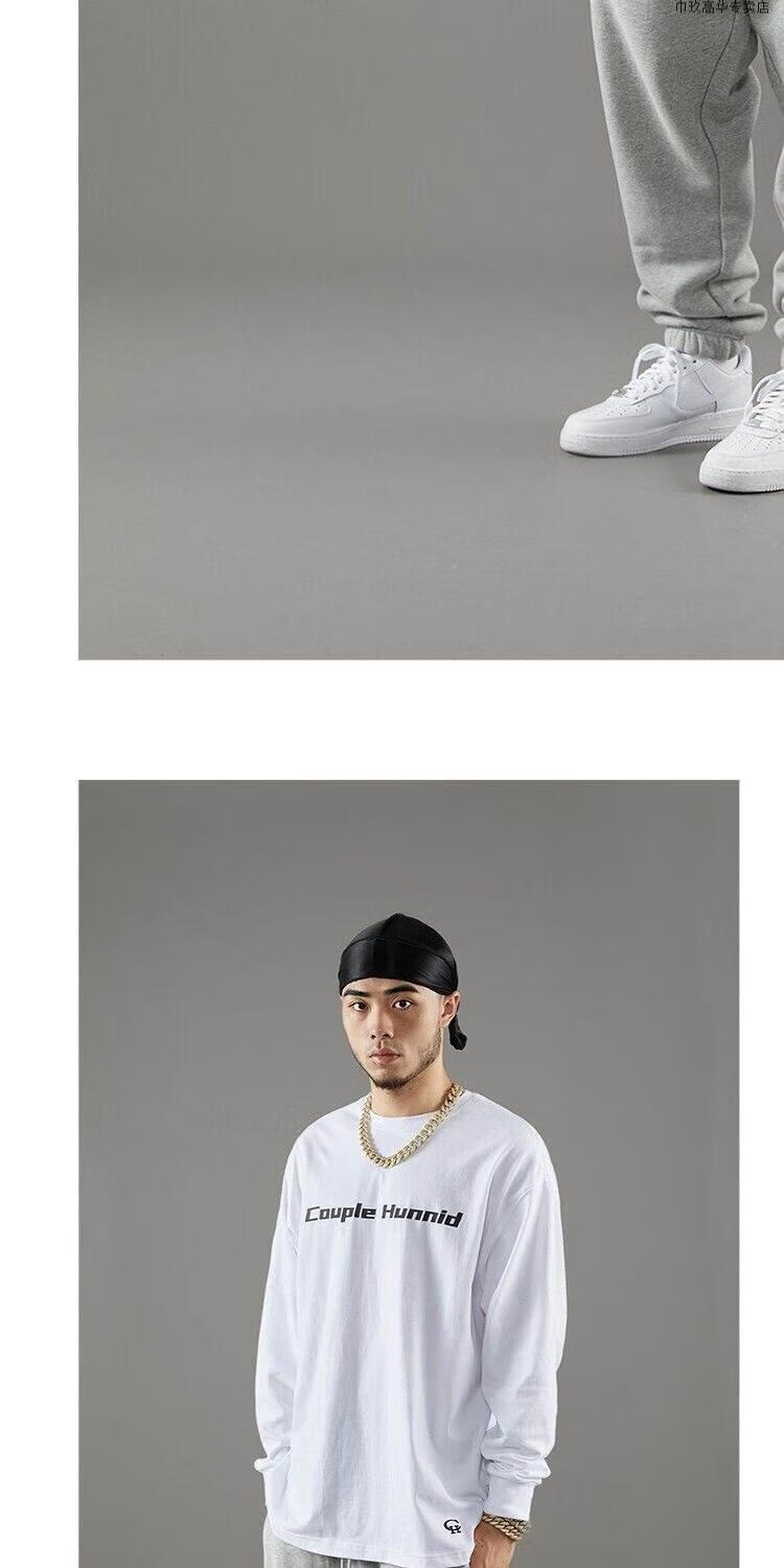 比助couple hunnid 谢帝 ch基础logo白色打底休闲宽松长袖卫衣男士