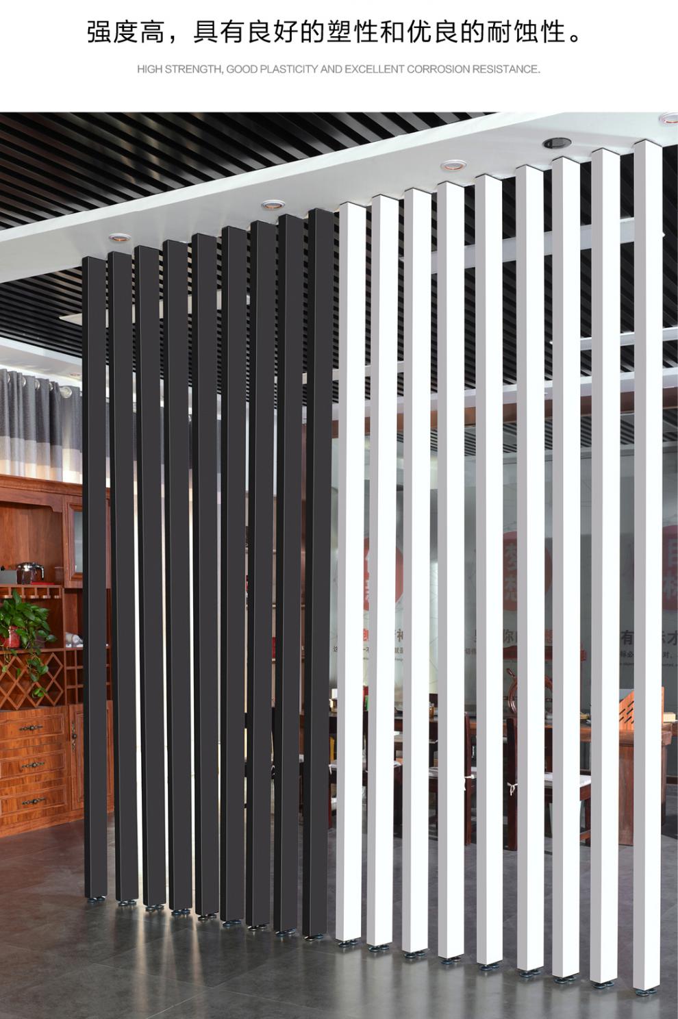 轻奢现代入户隔断栅栏玄关立柱铝合金方通铁艺装饰客厅办公室高碳钢