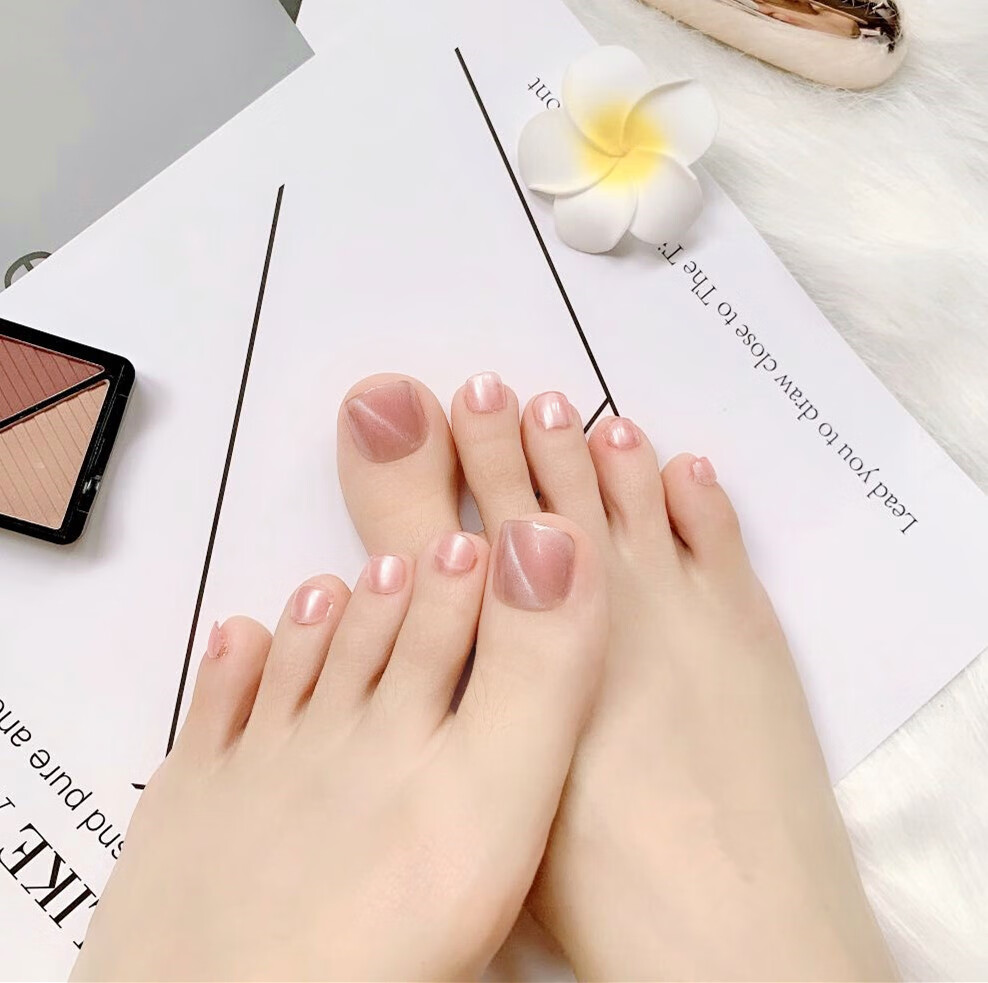 夏日脚甲贴片可拆卸穿戴美脚甲成品哑光磨砂显白孕妇可用脚趾甲贴