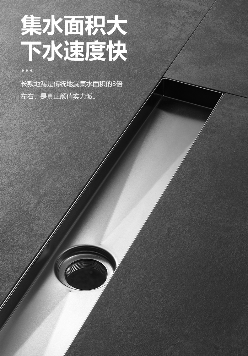 地漏隐形臭淋浴卫生间枪灰色不锈钢长条虫堵下水道排水枪灰30084地漏