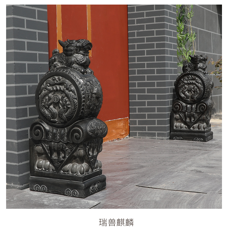 家用新中式摆件青石仿古貔貅石鼓门墩 狮子 高 80cm【图片 价格 放