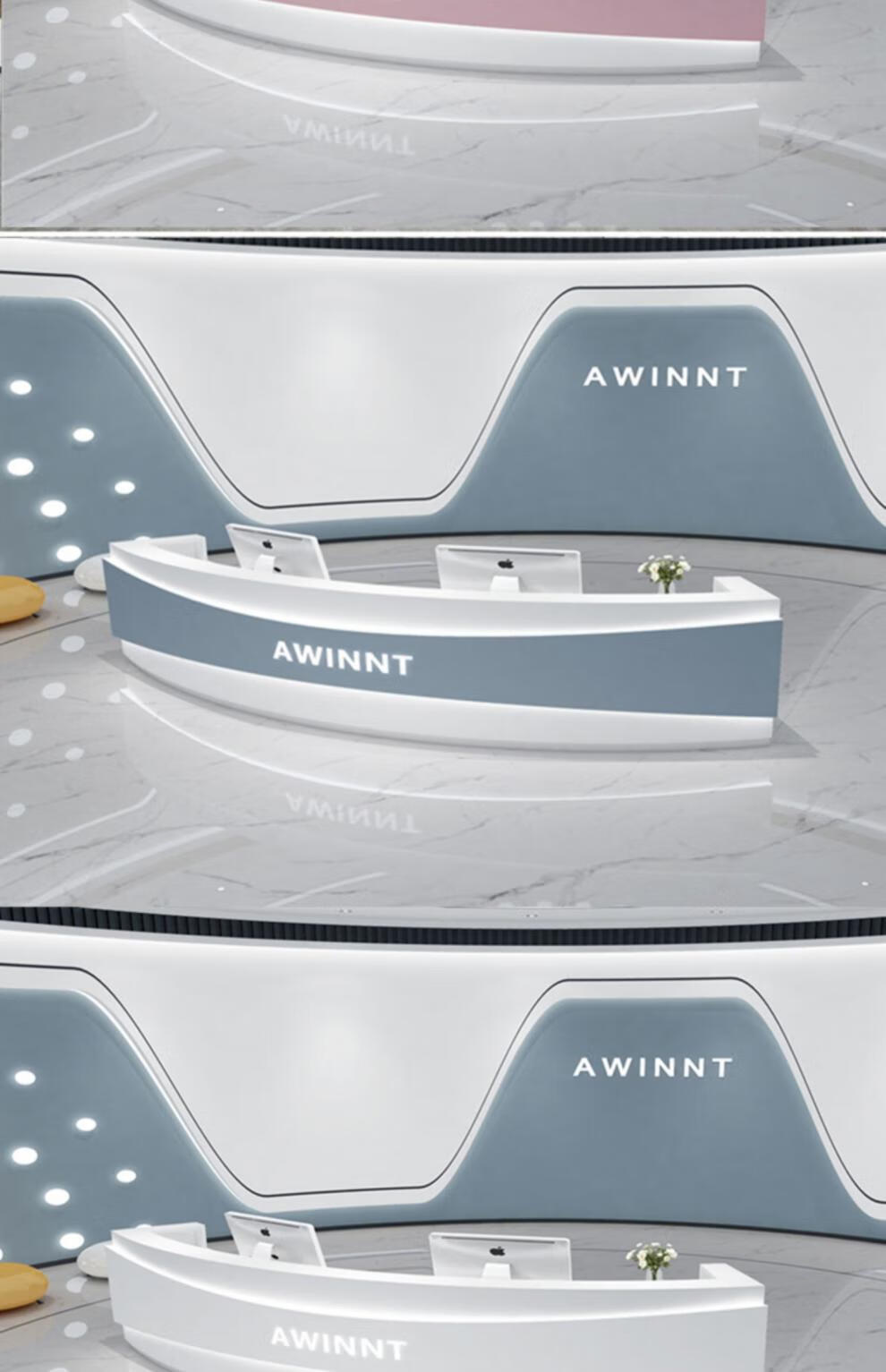 弧形收银台教育培训机构商用前台接待台简约现代美容院吧台桌定做