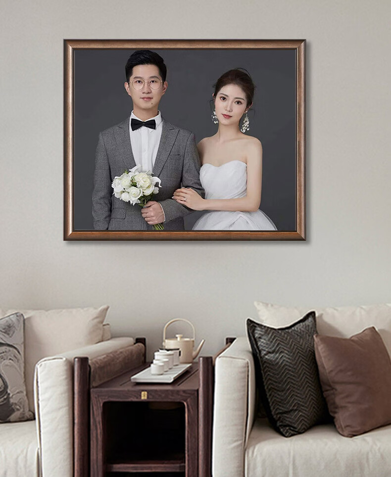 618 定制婚纱照相框照片放大床头结婚照挂墙卧室美式复古客厅组合套装