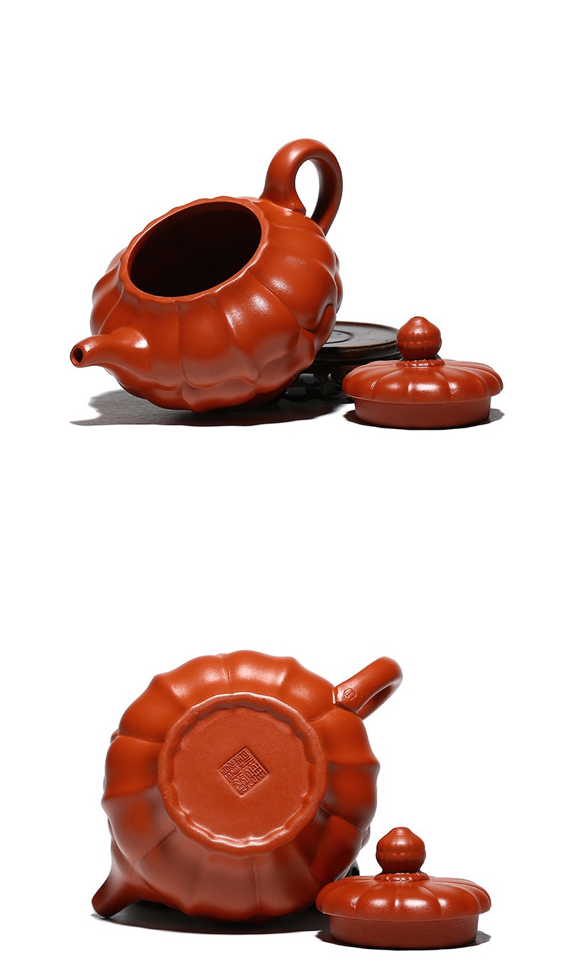四方型茶壶高合菱壶朱泥筋纹器紫砂壶功夫茶具大号壶 双线竹鼓【图片