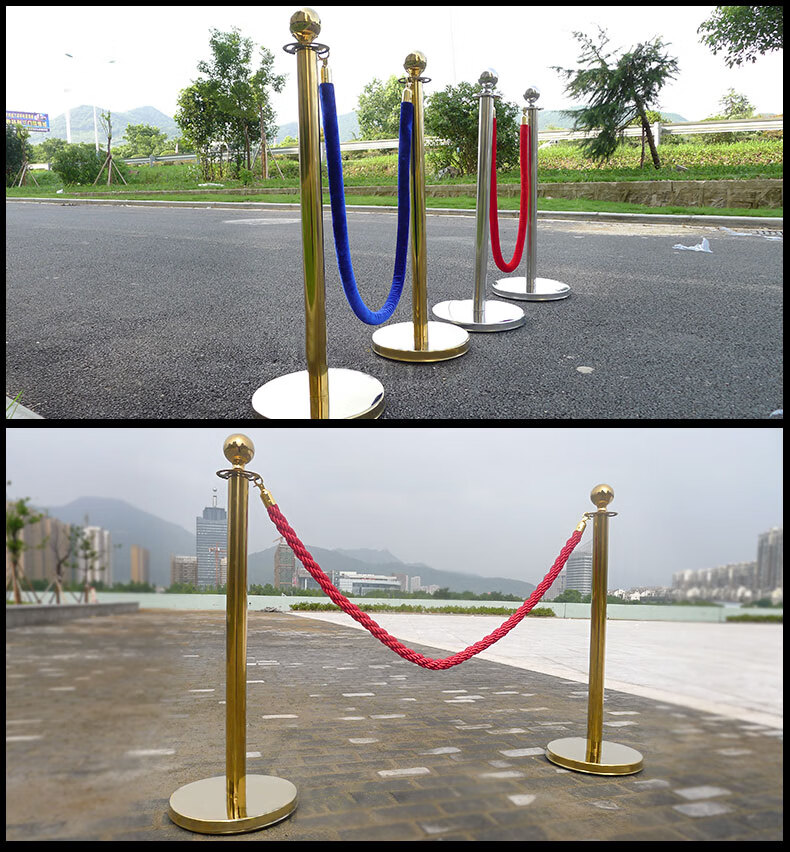 酒店隔离带 豪华礼宾杆挂绳不锈钢迎宾柱 警戒隔离线带柱银行护栏