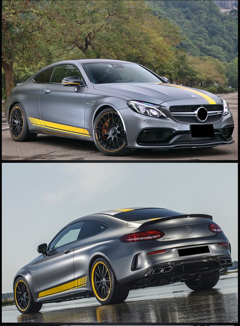 锡曼尘奔驰新c级glc260lc200lc260l e300l贴纸拉花amgc63车身侧裙贴