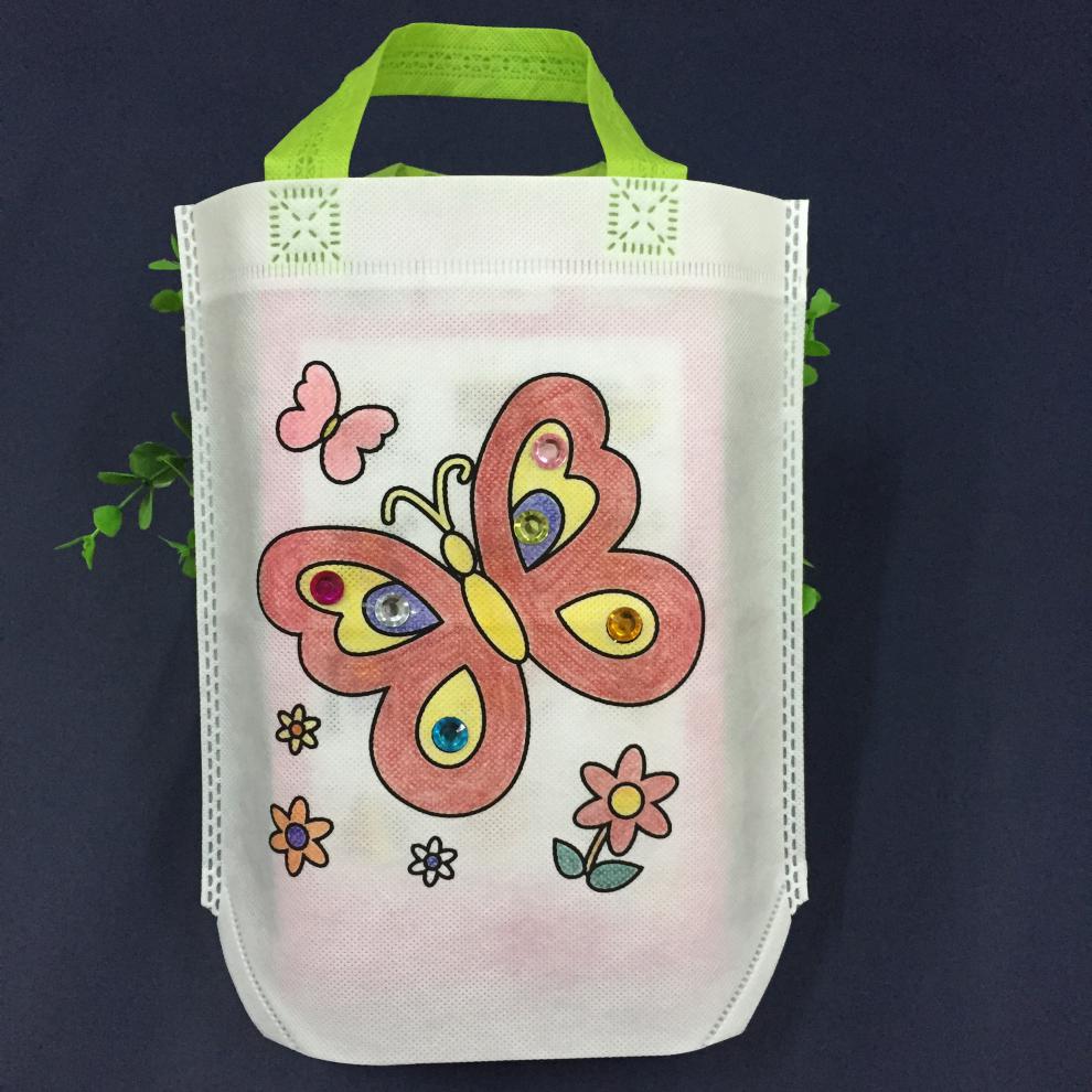 幼儿园幼教diy环保袋涂鸦包儿童手工制作涂色绘画材料填色玩具游轮