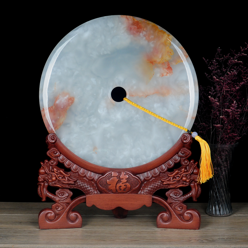 精品阿富汗和氏璧客厅大摆件平安扣玉石饰品居玄关落地 金色 22号60cm