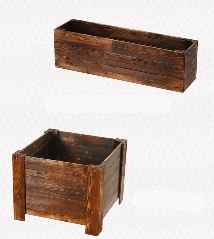 木质花盆防腐木花箱长方形阳台种菜盆碳化木花盆实木栏杆花架多肉花槽