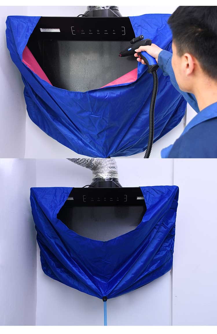 油烟机清洗防护罩加厚防水耐酸碱顶吸侧吸欧式超大接水罩子通用 蓝色