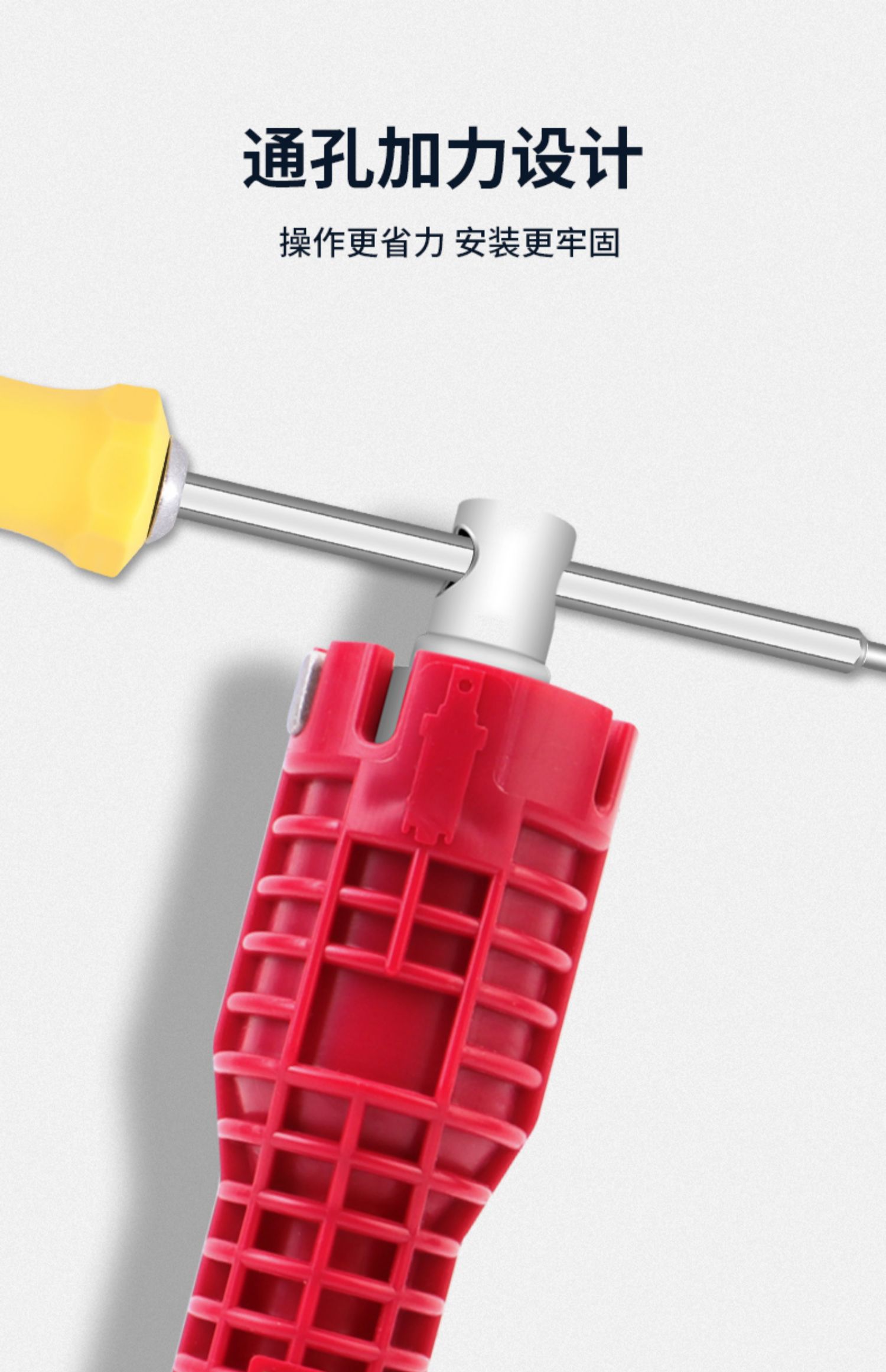 多功能水槽扳手专用家用水龙头水管八合一三头款套筒板手 镀锌扳手1套