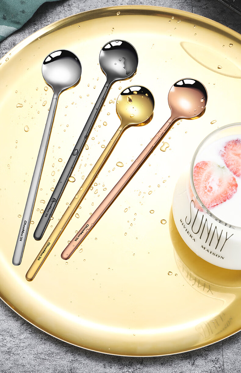 煜釜304不锈钢咖啡勺子搅拌勺咖啡匙酸奶甜品勺小调羹欧式磨砂小勺子