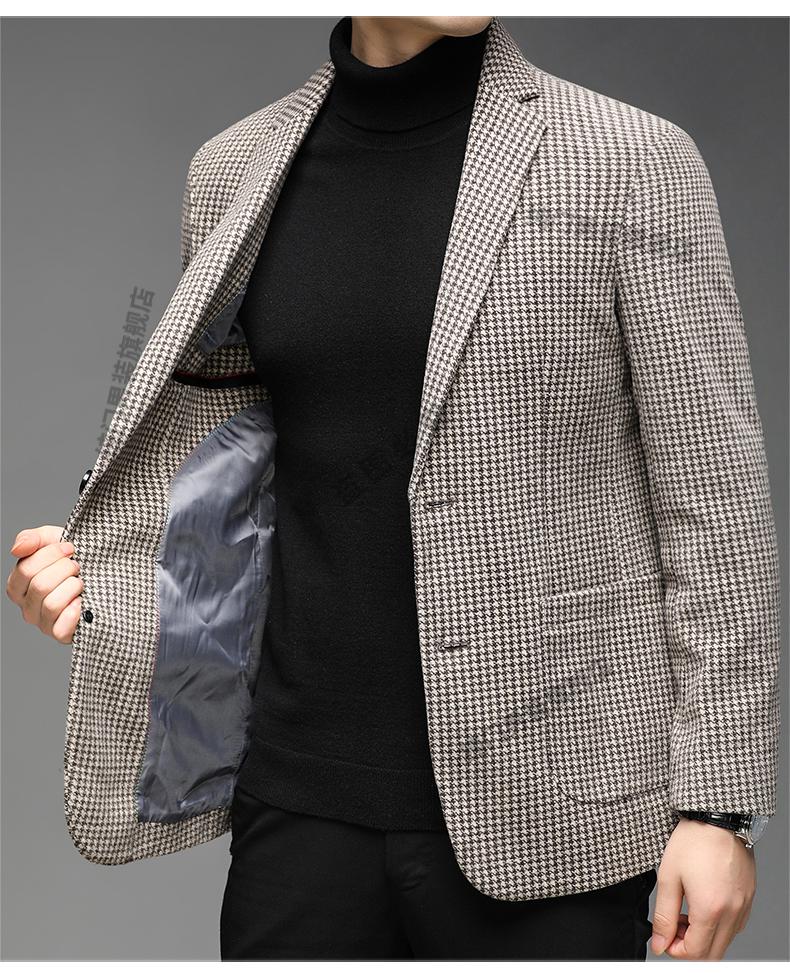 意大利阿玛尼旗舰官方店千鸟格西装男士呢子外套休闲小西服单西上衣