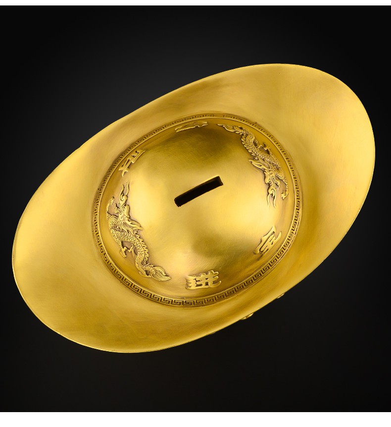 金元宝摆件开业贺礼老板办公桌摆件铜元宝摆件黄铜金元宝存钱罐客厅