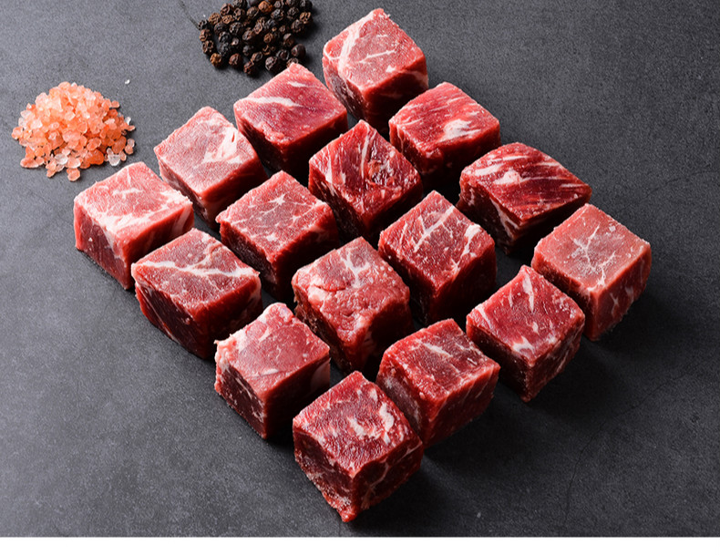 雪花牛肉粒新鲜300g/袋*2雪花牛肉粒牛腩块生鲜