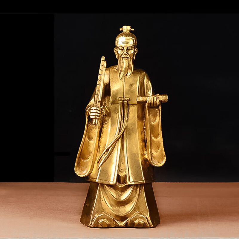 可狄 姜太公摆件姜太公钓鱼站像姜子牙神像拿打神鞭封神榜铜像 a款