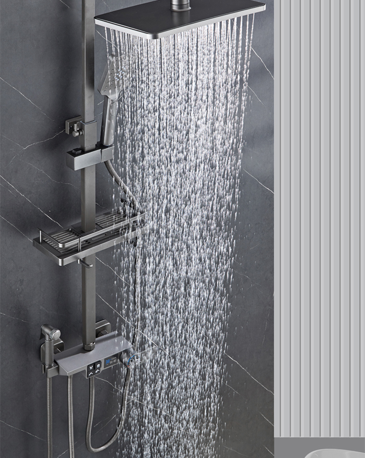 希箭花洒铜恒温淋浴花洒套装家用卫生间黑色沐浴器增压浴室淋雨喷头