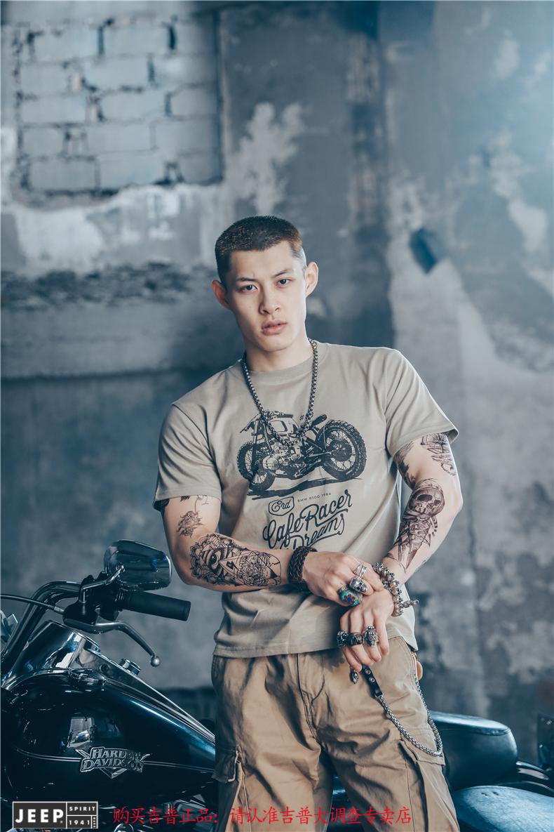 jeep吉普品牌男装美式复古机车硬汉工装阿美咔叽风格摩托车欧美重磅