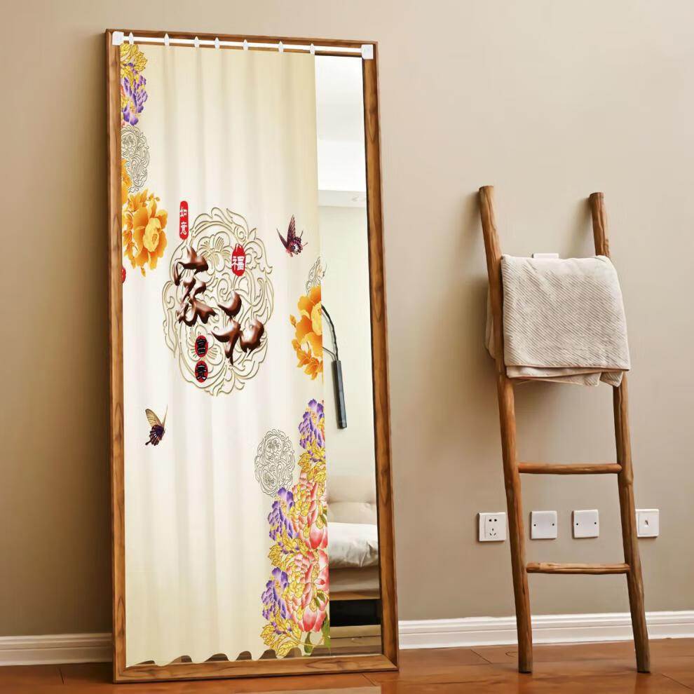 遮挡帘卫生间浴室柜遮盖布帘全身镜梳妆台卧室 ccia000120绒面镜帘 宽