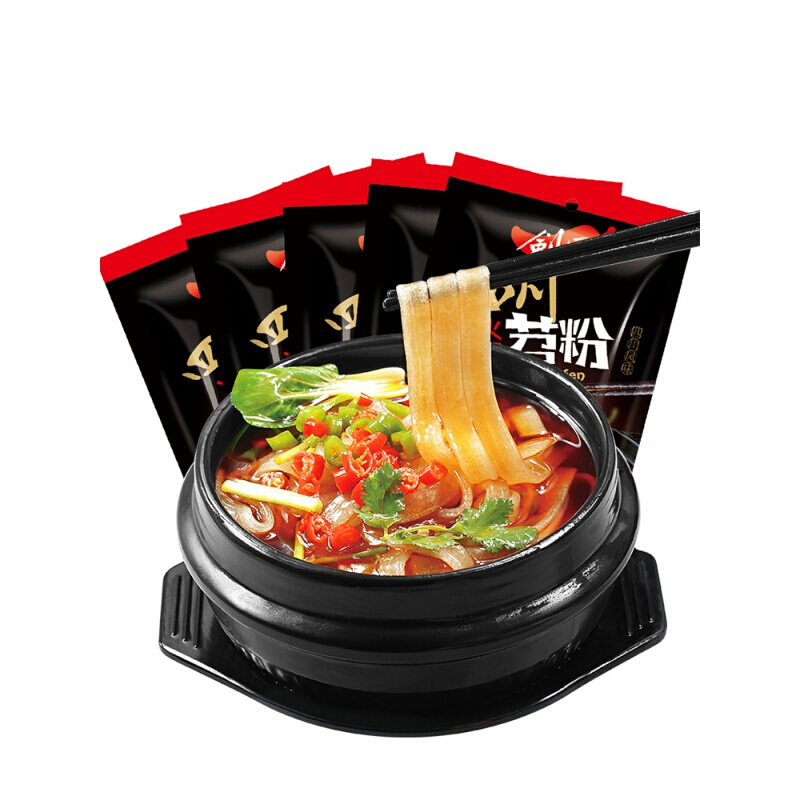 剑蜀四川火锅苕粉纯手工红薯宽粉条重庆火锅粉速食酸辣粉苕皮5袋 多