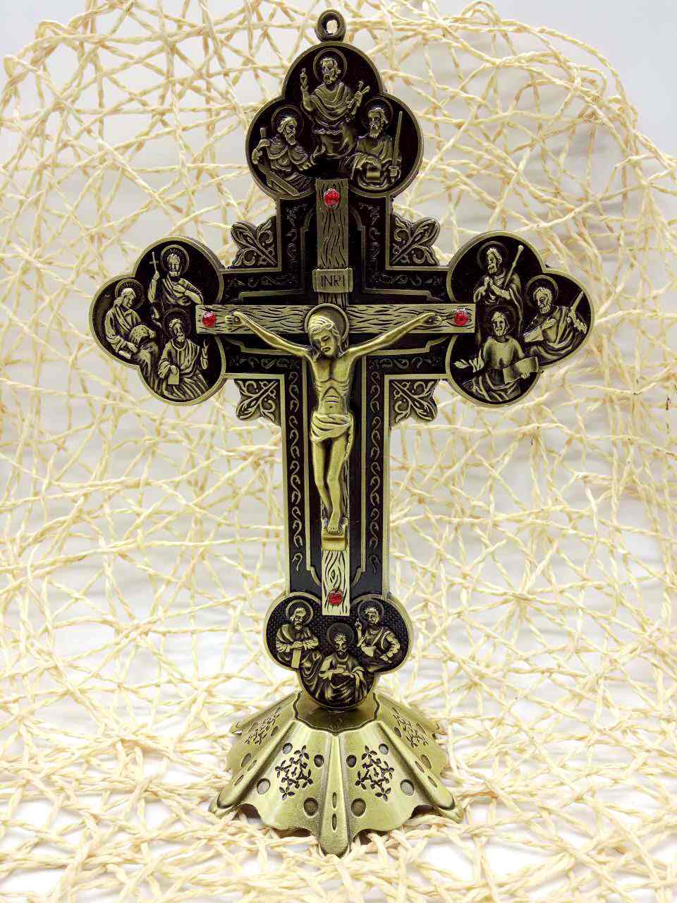 天主教十字架苦像摆件天主教十字架苦像十二宗徒20cm十字架精美摆件保