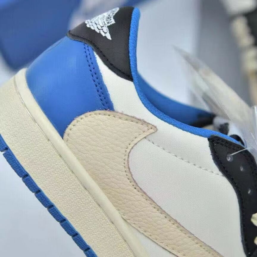 aj1倒钩藤原浩ts三方联名板鞋男鞋运动鞋低帮女鞋高帮 高帮蓝色【高