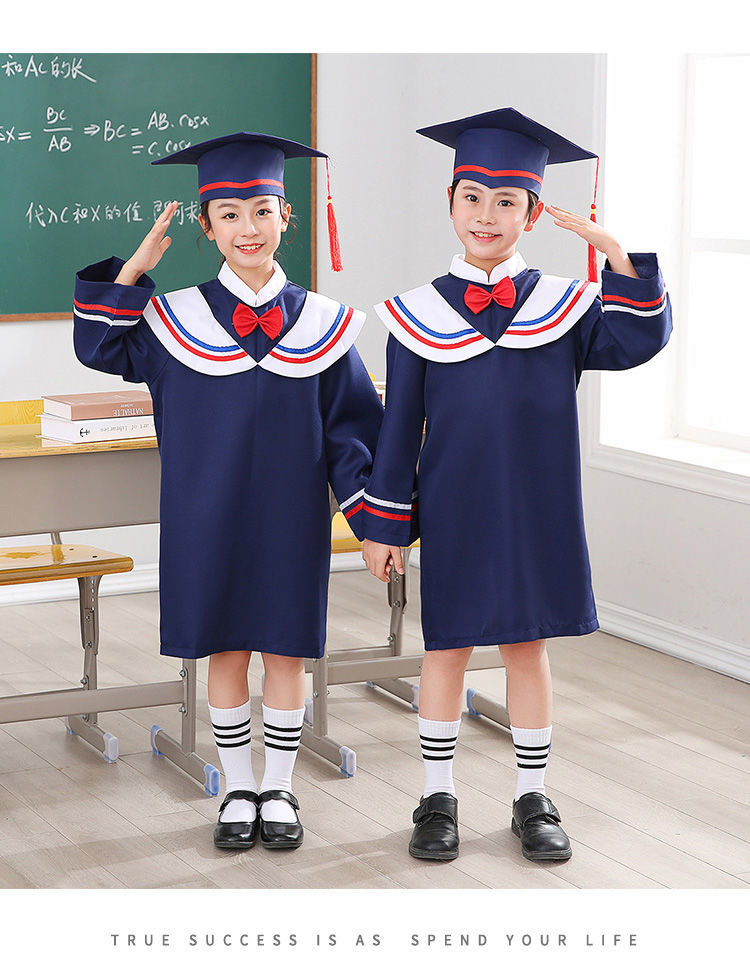 cken博士服幼儿园毕业服装学士服套装拍照大班中小学生毕业照礼服经典