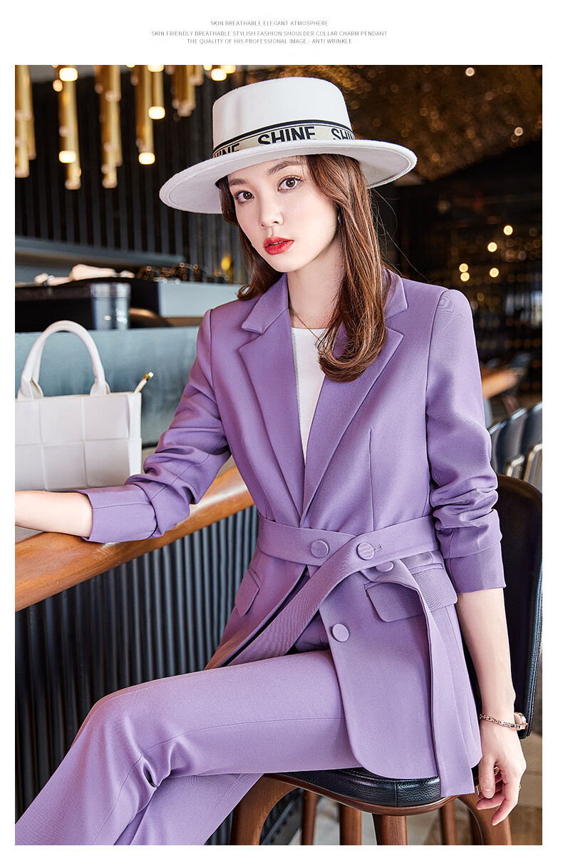 紫色西装 紫色正装裤 s【图片 价