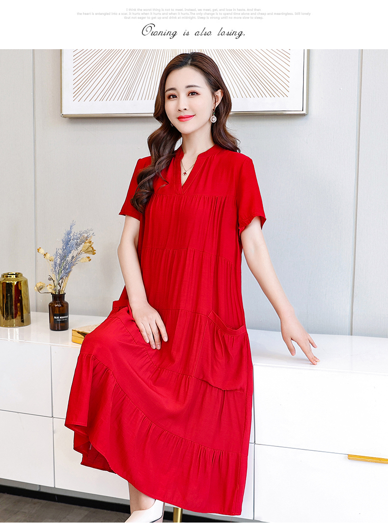 浪莎夏天居家睡觉穿的中老年纯棉绸连衣裙女中长款宽松大码妈妈薄款