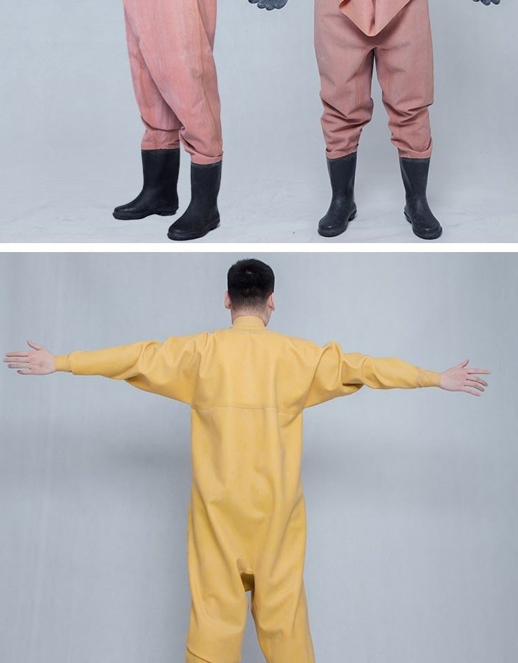 连体雨衣成人雨靴加厚下水裤雨靴捉鱼下水衣雨衣雨裤捕鱼皮裤耐用全身