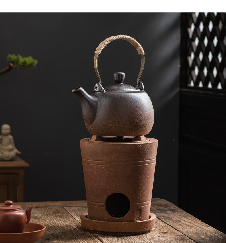 潮汕红泥炭炉风炉仔煮茶器陶瓷烧水壶养生陶壶复古功夫茶炉户外 小
