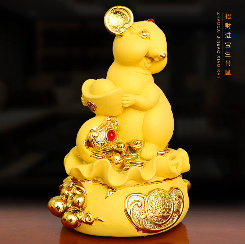 vakada十二生肖金鼠摆件现代创意可爱老鼠子客厅摆设开业生日礼品
