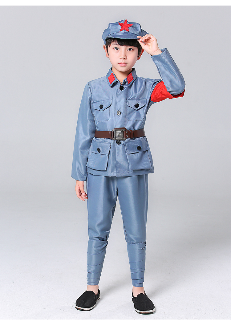 小红军衣服儿童少儿红军演出服服式红星闪闪合唱表演元旦 绿色(帽子 