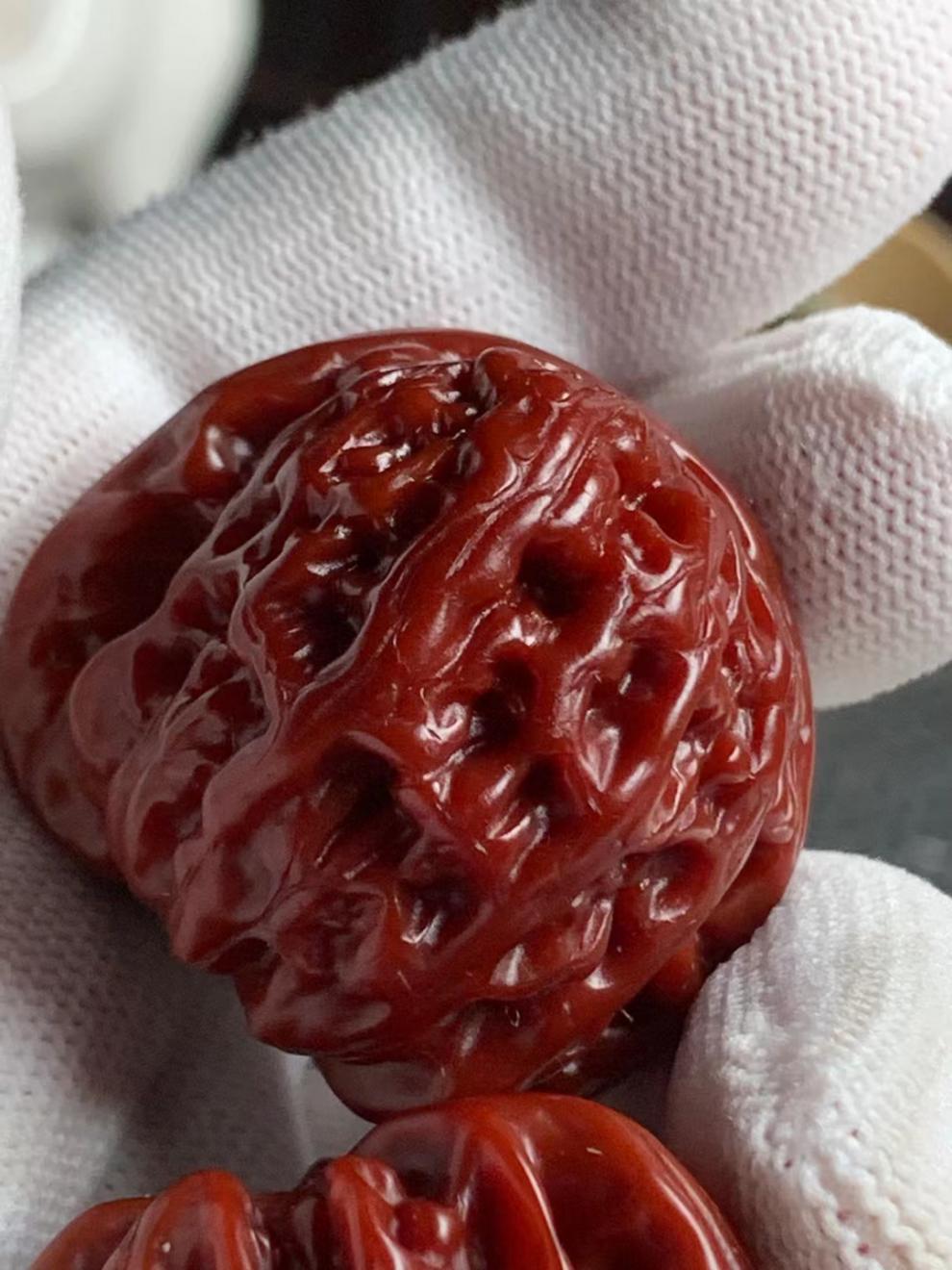 ck施华洛世奇锆文玩核桃四座楼机刷包浆玉化把玩盘玩官帽大手玩麒麟纹