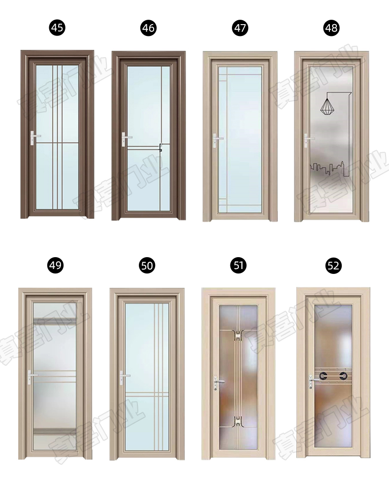 卫生间门厕所门单开门钛镁铝合金简约家用洗手间浴室玻璃厨房定做单