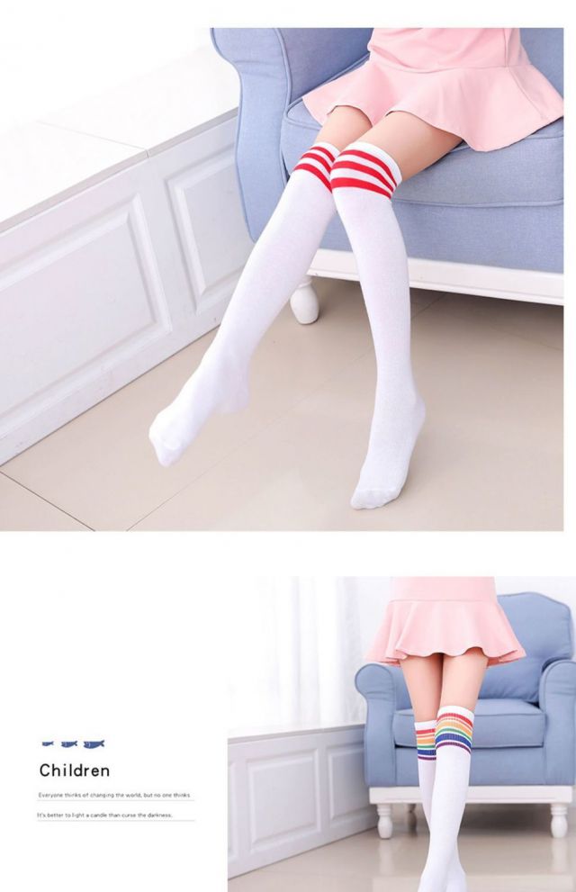 许暮春夏薄款儿童过膝袜女孩袜子女童长筒袜棉质宝宝男童女孩不勒腿