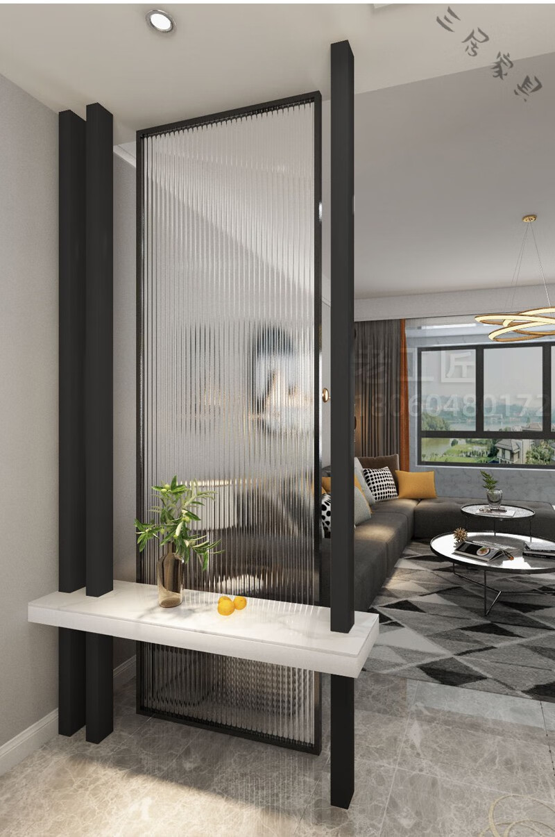 长虹玻璃隔断铁艺卫生间干湿分离客厅进门遮挡不锈钢屏风墙玄关铁艺