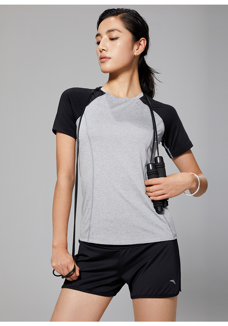 安踏运动套装女2020夏季透气短袖t恤运动短裤针织跑步健身运动两件套