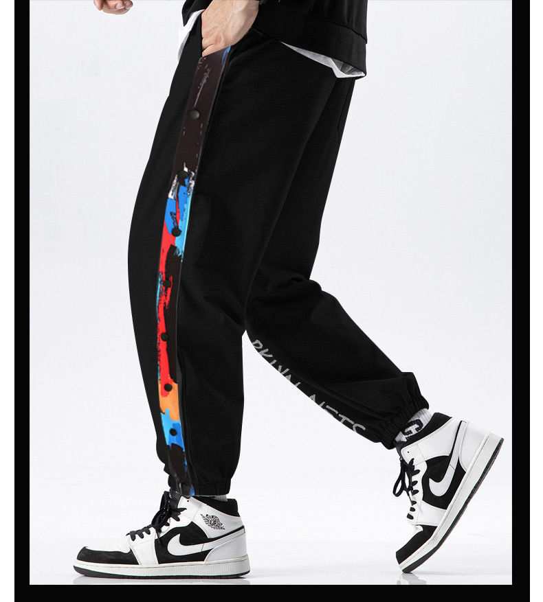 nba篮网欧文同款全开秒脱排扣裤男春秋季新款美式篮球训练束脚运动裤