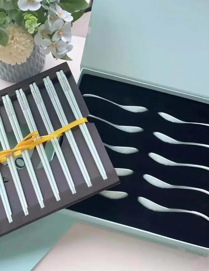 筷子10件套欧式高档色家用轻奢餐具 蒂芙尼筷子10双 套礼盒装【图片