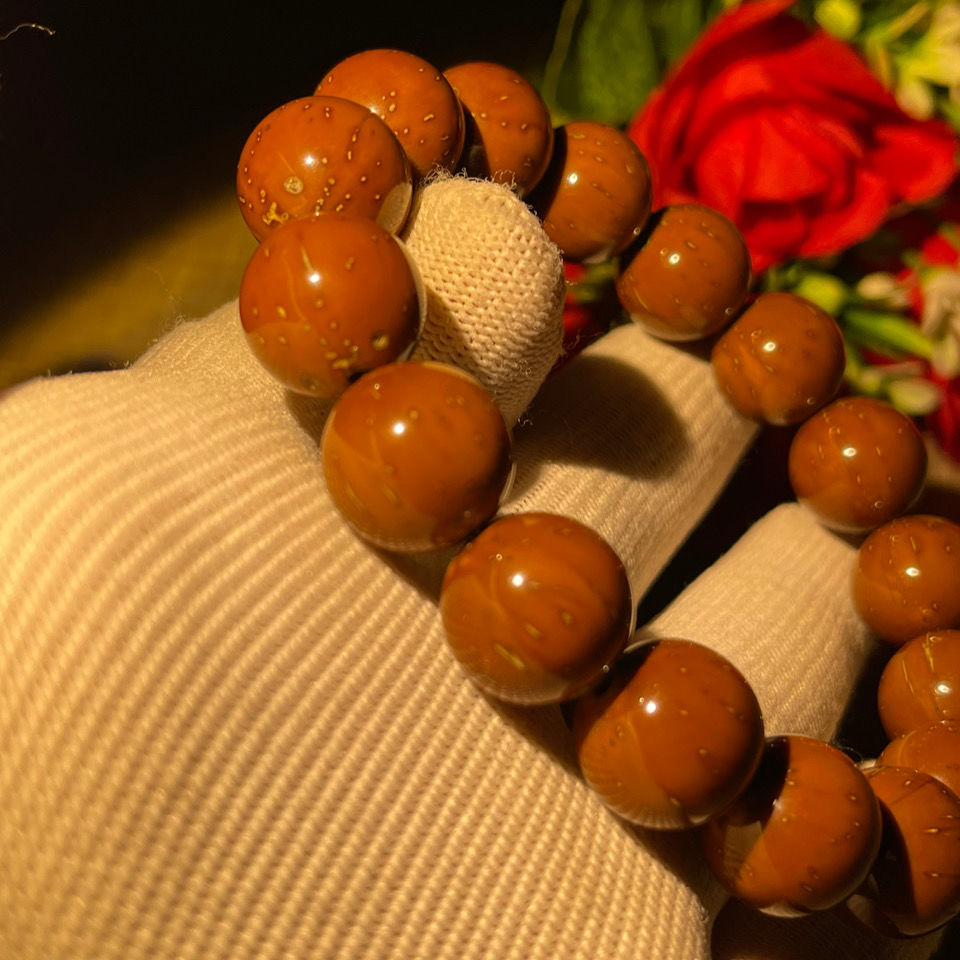 若姿莱紫金鼠光珠桶珠手串正圆菩提子实心鼠文玩佛珠手持13mm精品紫金